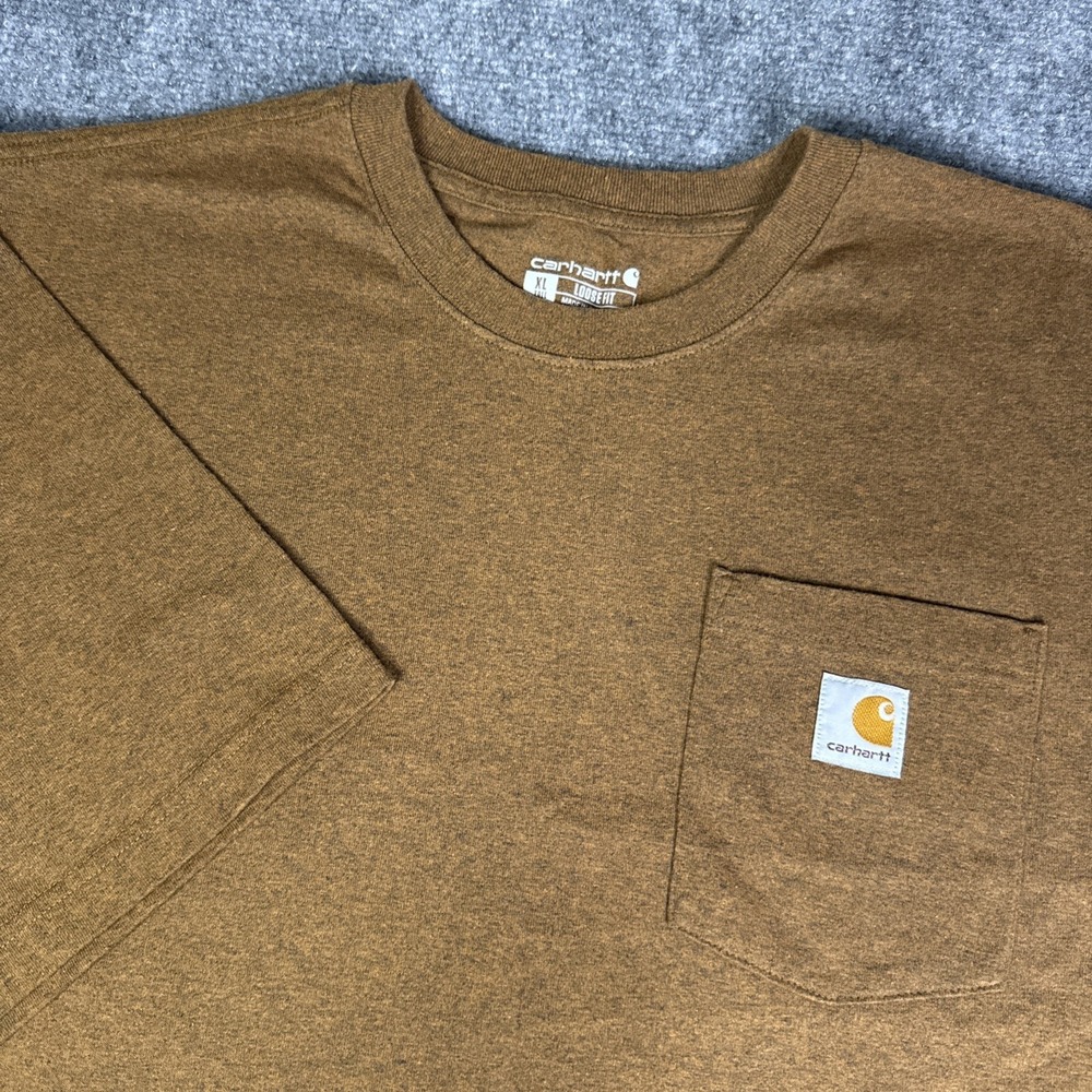 Carhartt Iconic K87 Pocket Shirt Mens XLT Brown Loose‎ Fit Workwear Tee Tagless